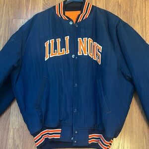 Vintage Illinois Fighting Illini Starter Jacket Men’s Large NCAA Spellout